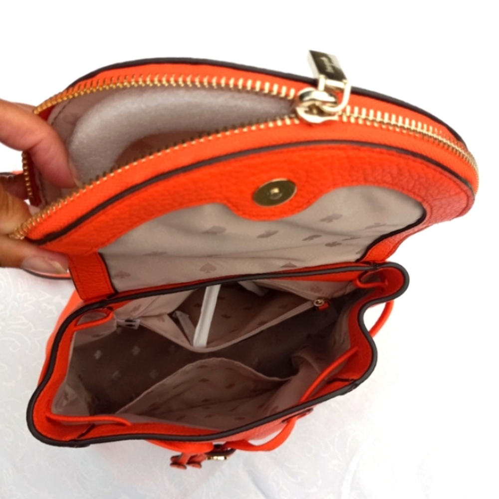 NWOT Kate Spade Leila Medium Flap Backpack 🍊 Coral Buds w/Adjustable Strap - Picture 6 of 16